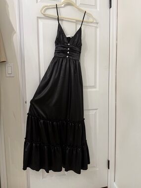 Altar'd State Black Spaghetti-Strap Tiered Maxi Dress